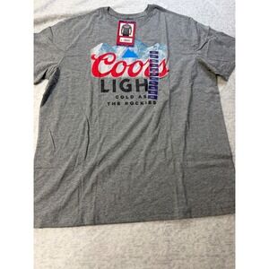 Coors Light Mens XXL Gray Graphic Tee Shirt Cold As The Rockies Americana 14633